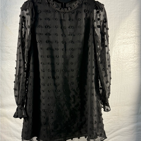 ANDREE BY UNIT Black Sheath Midi Dress with Bishop Sleeves - Picture 1 of 4